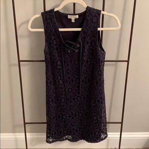 Navy blue lace shift dress